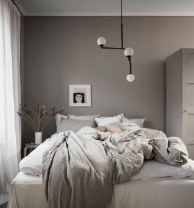 beige sovrums inredning linnetyg